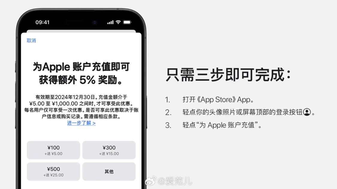 App Store充值特惠：限時贏取 5% 獎勵金